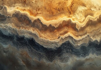 Obraz premium Abstract geological formations with swirling patterns in earthy tones of brown, gold, and black highlighting natural texture and beauty in layered composition