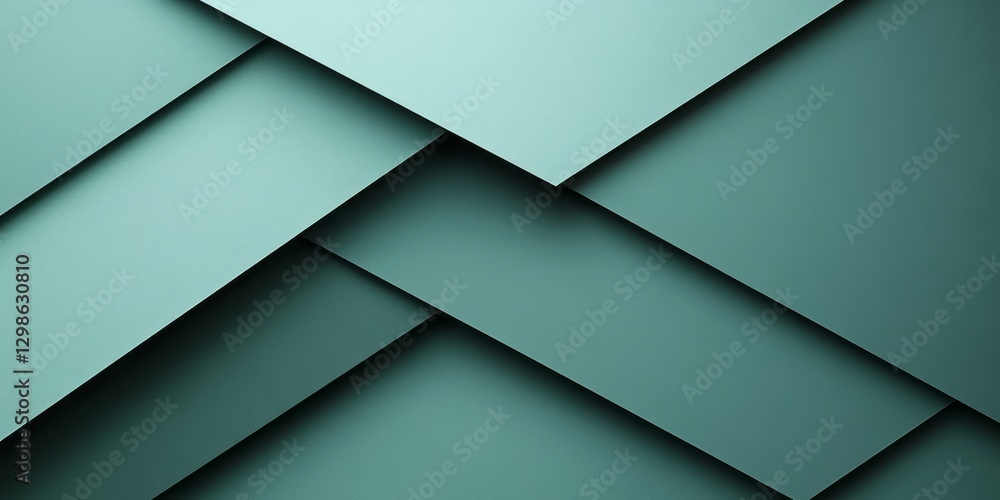 Poster abstract arrangement of rectangular teal shapes with layered depth