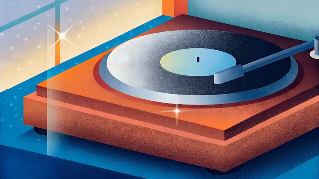 Retro Turntable Illustration