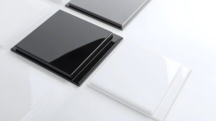 Abstract Black and White Square Layered Design Minimalist Mockup