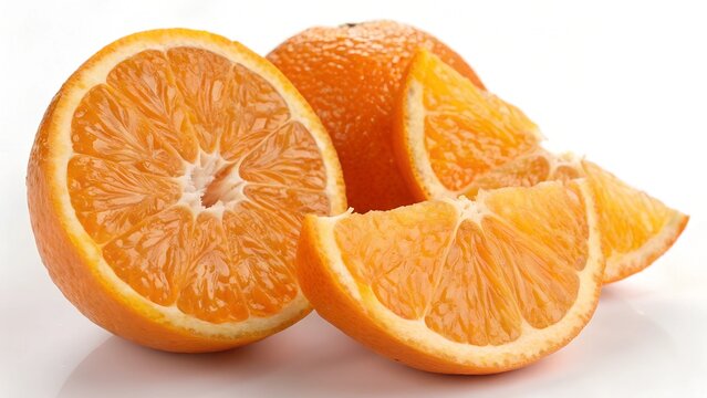 Sliced Oranges on White Background