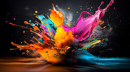 Obraz premium Color explosion art event studio setting abstract imagery vibrant environment dynamic perspective creative expression