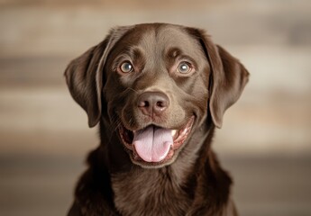 Happy Chocolate Labrador Retriever Portrait