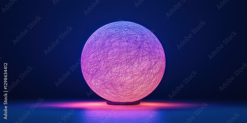 Poster abstract glowing sphere with intricate line patterns creating a mesmerizing effect against a dark ba