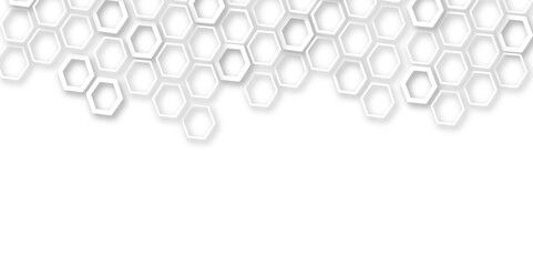 Abstract white hexagon 3d effect pattern with shadow seamless texture background. Use for book, poster, flyer, website vector illustration.
