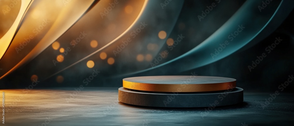 Poster product display stand with abstract background