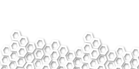 Abstract modern hexagonal effect for line geometric technology 3d white bright hexagon polygonal honeycomb luxury pattern white background. 