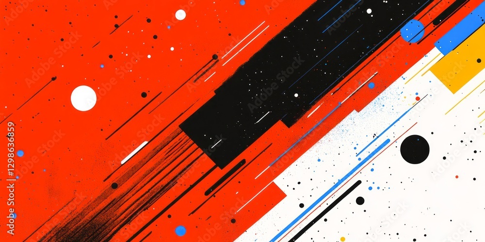 Poster abstract composition showcases dynamic lines shapes and bold colors