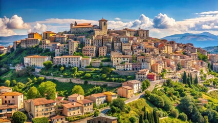 Obraz premium Panoramic view of Campobasso in Molise with medieval architecture and rolling hills, landscape, countryside