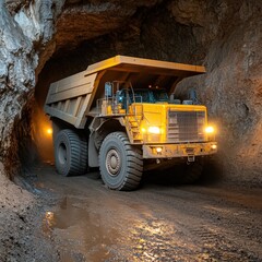 mining dump truck in tunnel