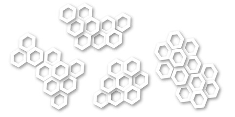 Abstract modern hexagonal effect for line geometric technology 3d white bright hexagon polygonal honeycomb luxury pattern white background. 
