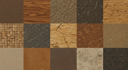 Material Textures: a diverse selection of textures, from rustic wood grains to smooth stone surfaces.