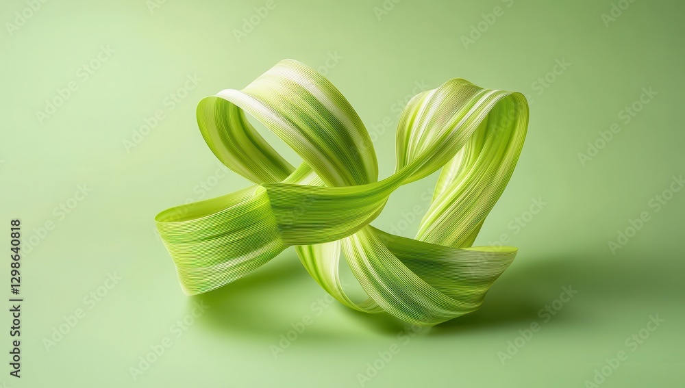 Aufkleber abstract green ribbon shape on soft green background showcasing fluid motion and elegance in modern 