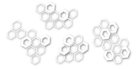 Abstract white hexagon 3d effect pattern with shadow seamless texture background. Use for book, poster, flyer, website vector illustration.
