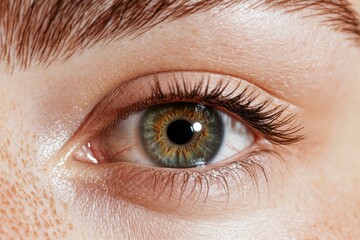 Fototapeta premium Close-up of an eye showcasing unique iris patterns and detailed