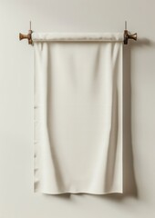 Fabric scroll  linen white white background.