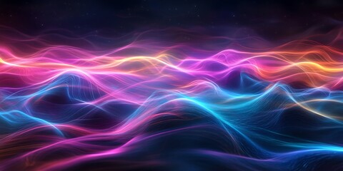 Obraz premium soft-glowing AI holographic energy web neon trails