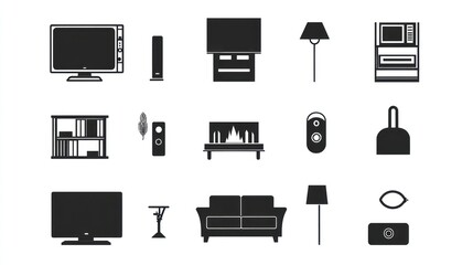 Flat Screen TV, Fireplace, Home Electronics, Interior Design, Living Room Icons