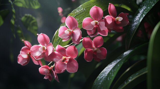 Exquisite close-up shot of Congea tomentosa Roxb shower orchid climbing plant in natural setting