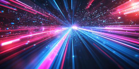 Obraz premium Abstract motion background with glowing light streaks in vibrant colors
