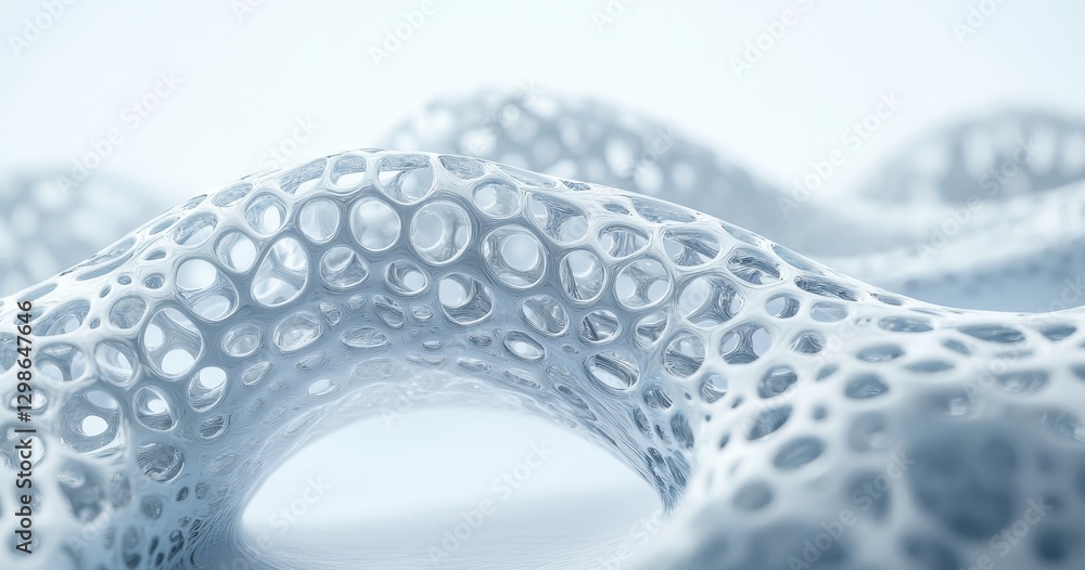 Poster abstract network of interconnected bubbles in a soft white environment showcasing organic forms and 