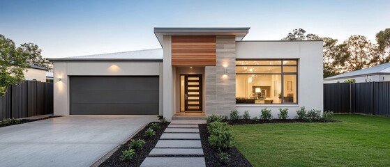 modern house exterior design with landscaping