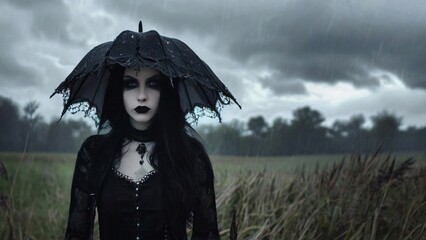 Dark Illustration for World Goth Day: Moody and Atmospheric Gothic Artwork in Black and Grey Tones