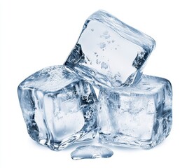 Clear Ice Cubes on White Surface