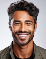 Obraz premium 白人男性の顔のポートレート。AIで生成