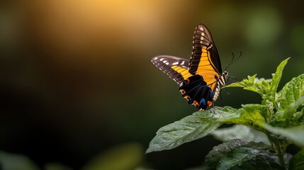 A beautiful butterfly spreads its wings in soft morning light, embodying the essence of nature and the fleeting moments of beauty in the world.