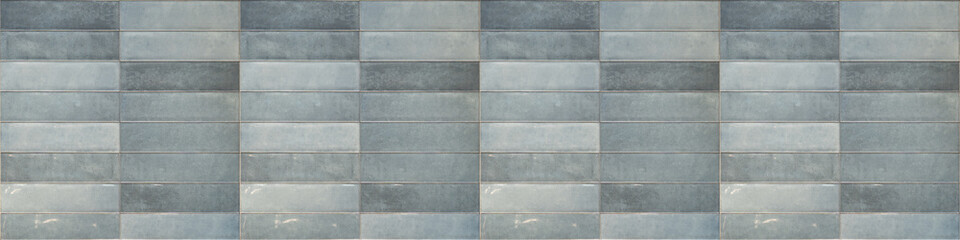 Blue gray grey texture of modern vintage retro wall tile, porcelain stoneware, glossy glazed tile slips - Tiles brick background, seamless pattern, horizontal