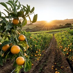 orange grove at sunrise