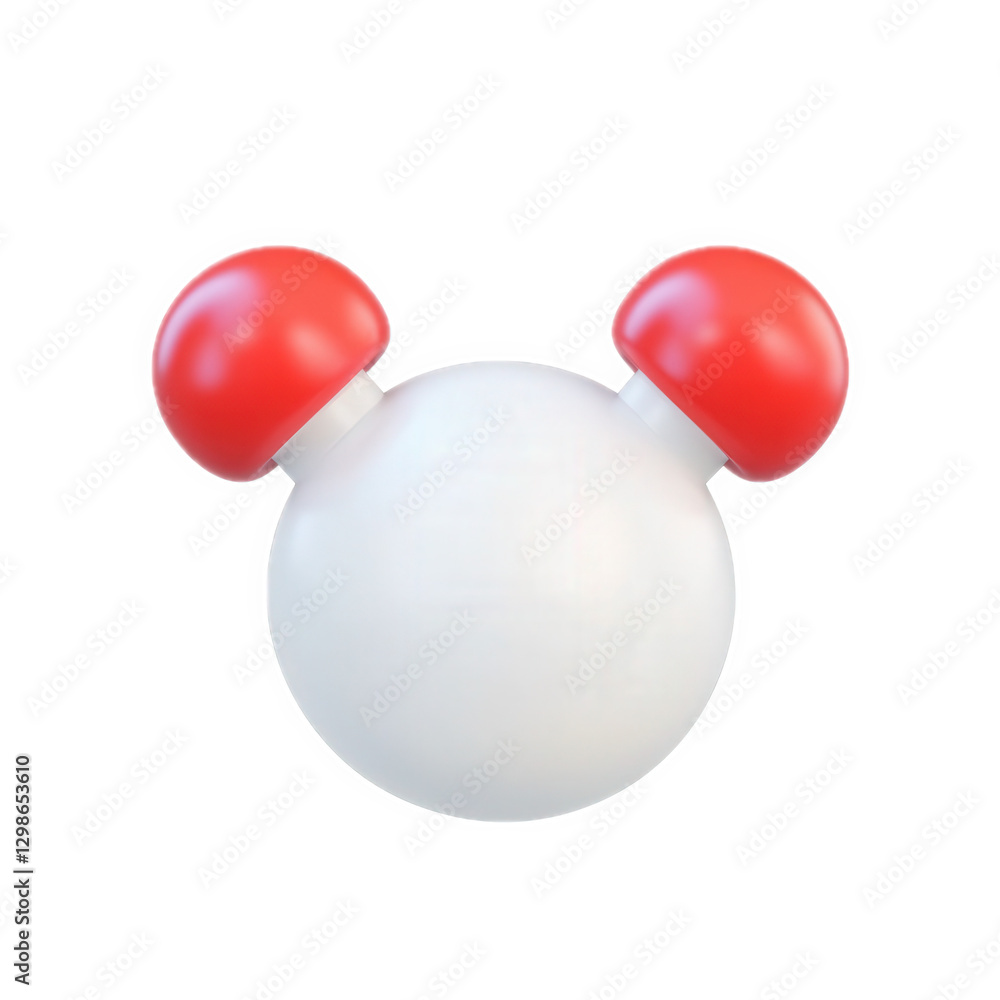 Poster molecule structure with red atoms and white center