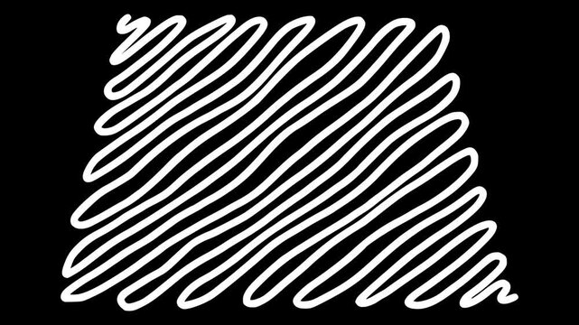 White wiggly hand drawn abstract curvy line trapezoid shape element on alpha