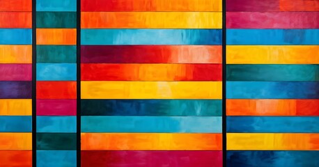 Fototapeta premium Abstract seamless pattern with vibrant colored stripes forming squares