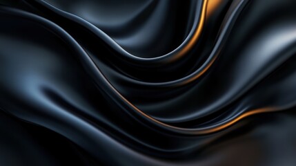 An abstract representation of textured black fabric highlighted with golden tones, conveying luxury and elegance, perfect for backgrounds or thematic concepts and artistic endeavors.