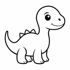 Fototapeta premium baby dinosaur line art on white background