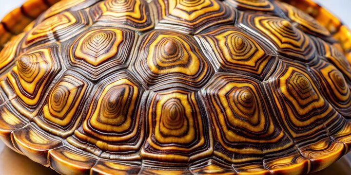 Intricately patterned turtle shell with swirling brown and yellow hues, reptile, wildlife,  reptile, wildlife, organic