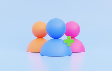 User icons add friends and create friend groups. Private or public group New online member profile name. 3D illustration