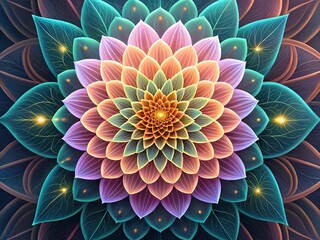 Intricate mandala with vibrant colors and geometric patterns for relaxation and meditation.