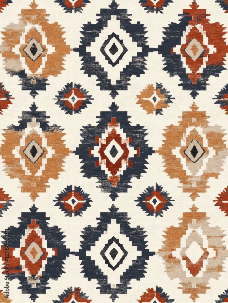 Leinwandbilder colorful geometric pattern displayed on a textile with rich hues and intricate designs. generative a