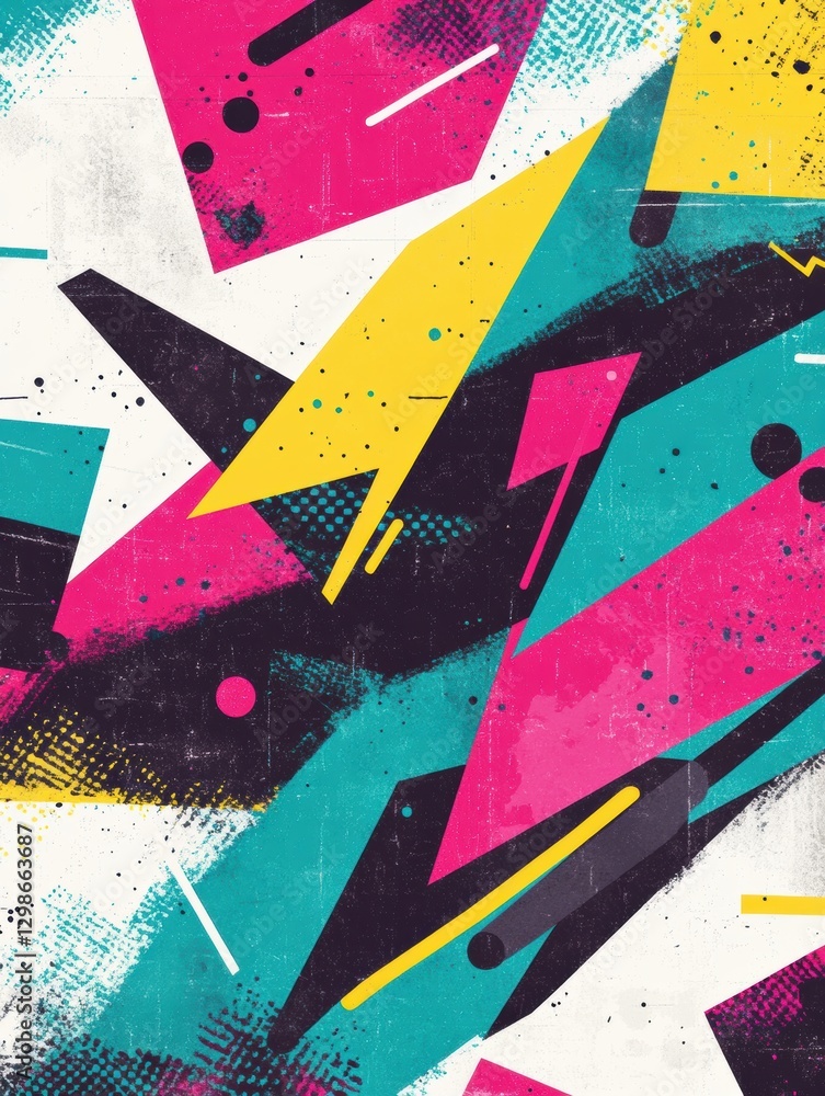 Poster Colorful abstract design featuring geometric shapes in vibrant hues and dynamic patterns in a modern artistic style. Generative AI
