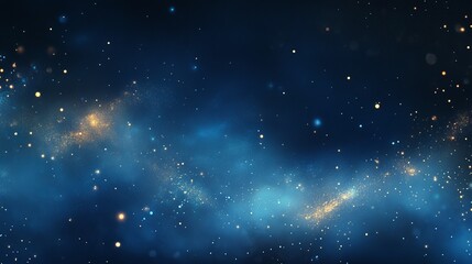 Obraz premium Abstract Blue Nebula Cosmic Background Golden Dust Space Galaxy Starry Night Sky Design Digital Art Illustration Graphic Texture Wallpaper Image 