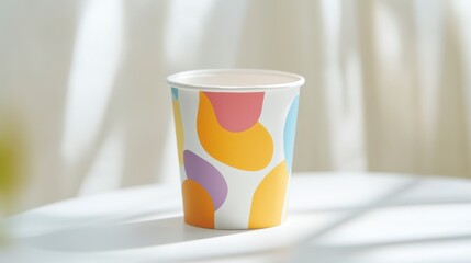 Paper cup with colorful abstract design