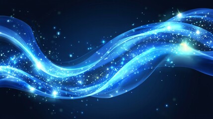 Abstract Blue Wave Background Sparkling Glowing Shimmering Elegant Design Digital Art Modern Texture Light Effect Smooth Flowing Serene Peaceful      