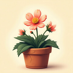 Obraz premium pink flower in a pot