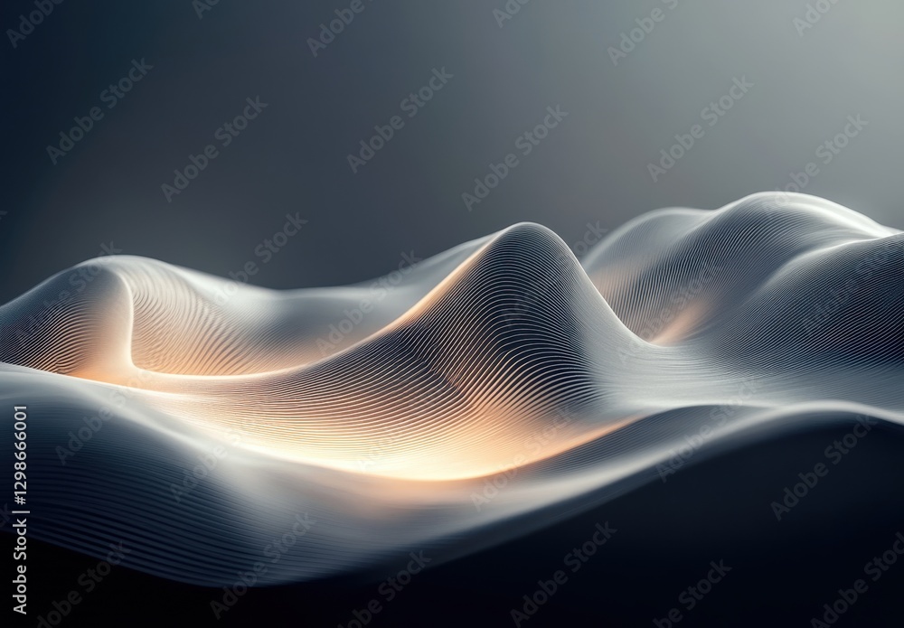 Poster abstract wave patterns with light and shadow, soft curves, flowing lines, and smooth textures captur