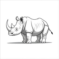 Fototapeta premium Rhinoceros with horn - rhinoceros in a simple standing pose