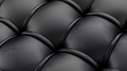 Naklejka premium Abstract Black Leather Texture Background, Closeup of Luxurious Upholstery Pattern