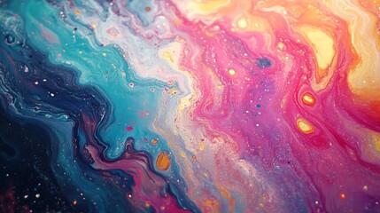 Abstract Fluid Acrylic Painting Teal Pink Gold Swirls Modern Colorful Vibrant Artistic Texture Background Design Image mix web pour card blend style  